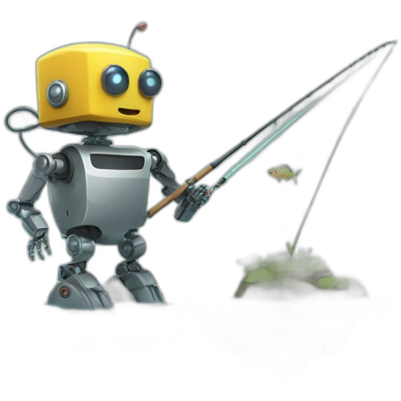 robot with fishing road emoji