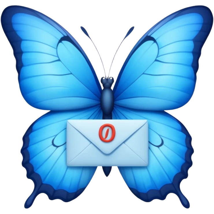 Blue butterfly with letter emoji