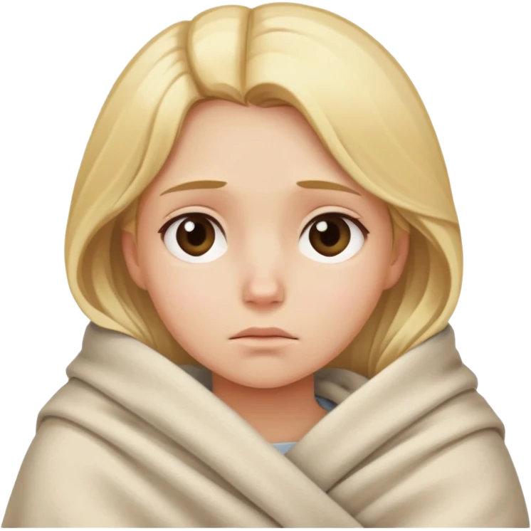 Girl blonde wrapped in blanket sad emoji