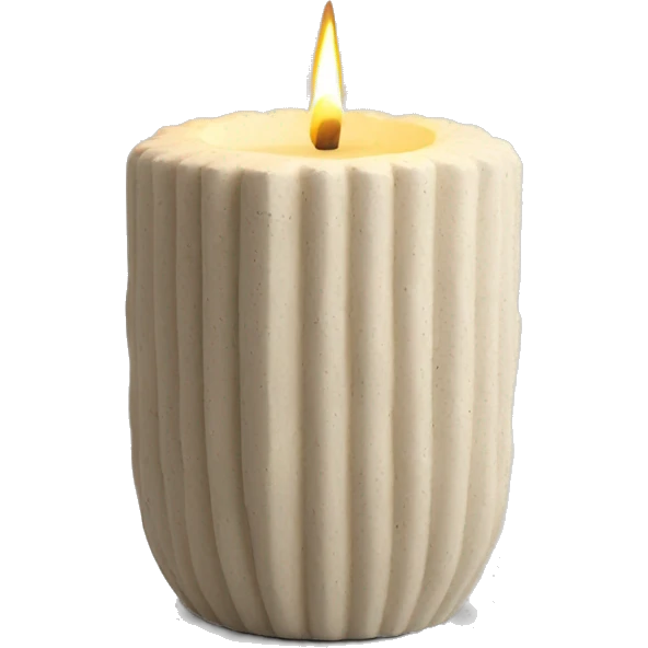 candle in ivory concrete ridged vessel emoji