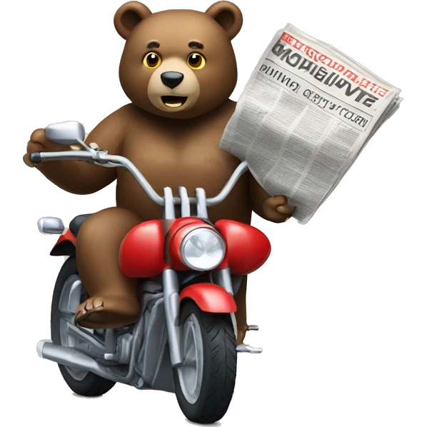 bear holding newspaper driving motobike emoji