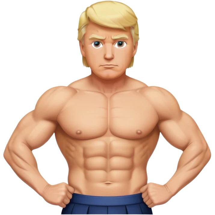 Donald Trump with six pack abs, muscular figure, blonde hair emoji
