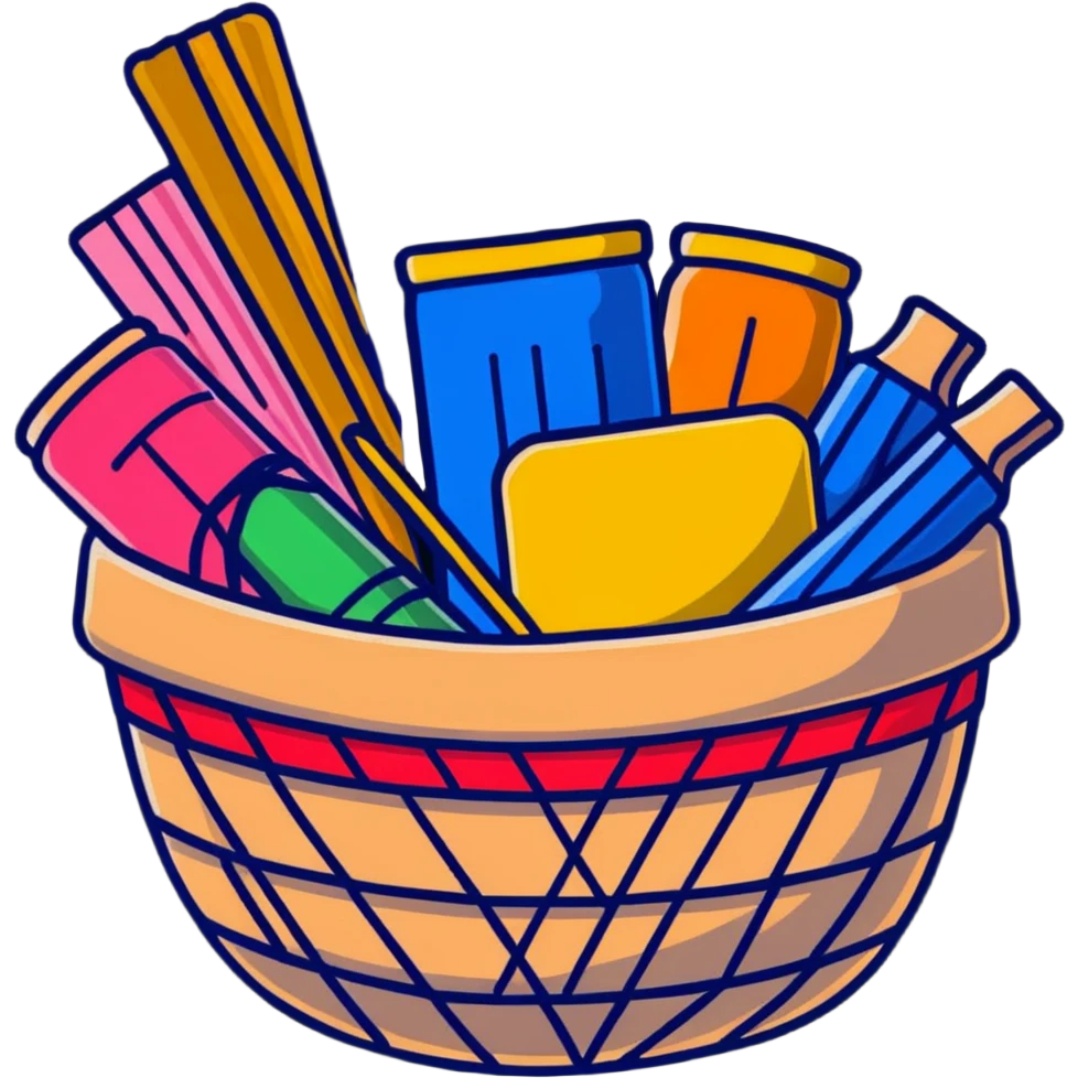 colorful embroidery threads in a basket emoji