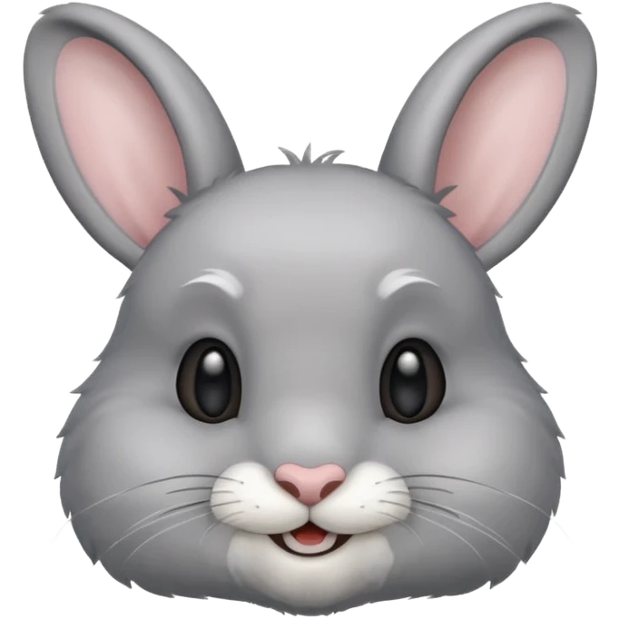Head of a grey rabbit, smilling
 emoji