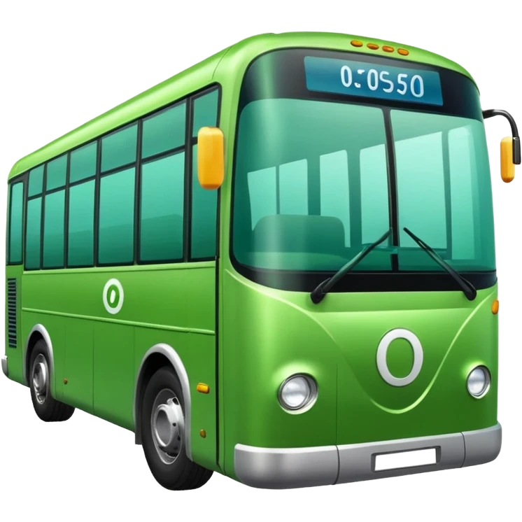 green electric bus with shiny coin marked 0€ emoji
