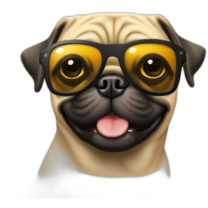 Pug in a beach smiling with sun glasses  emoji