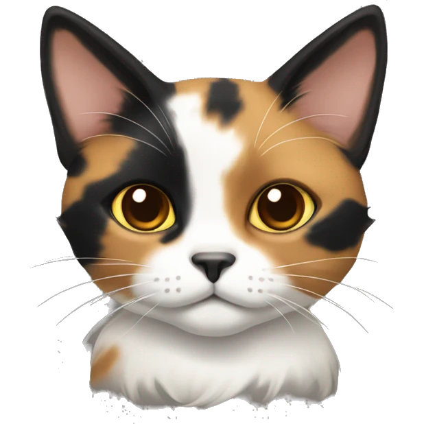 Calico cat mainly black and tiny splotches of brown emoji