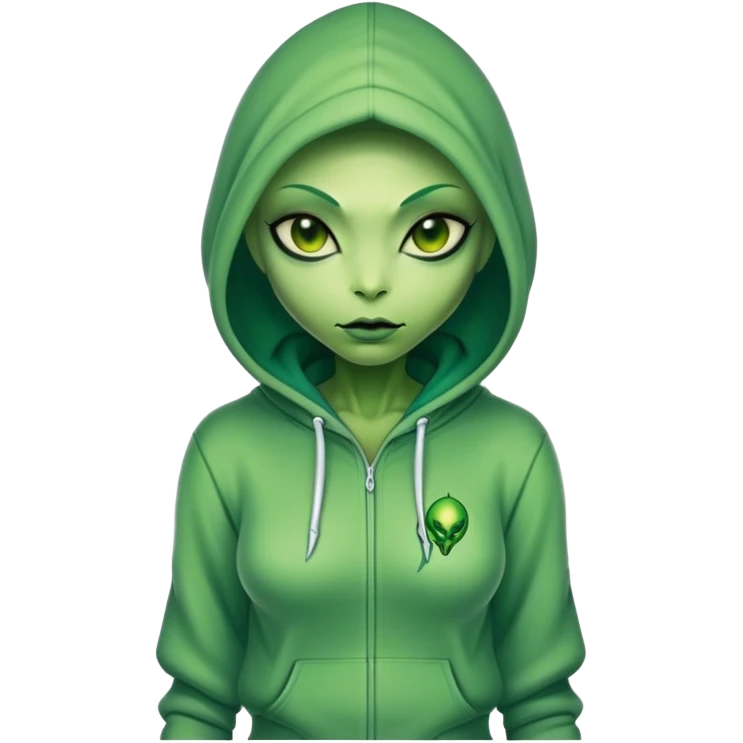 reptilian alien woman in a hoodie, full body, full figure emoji