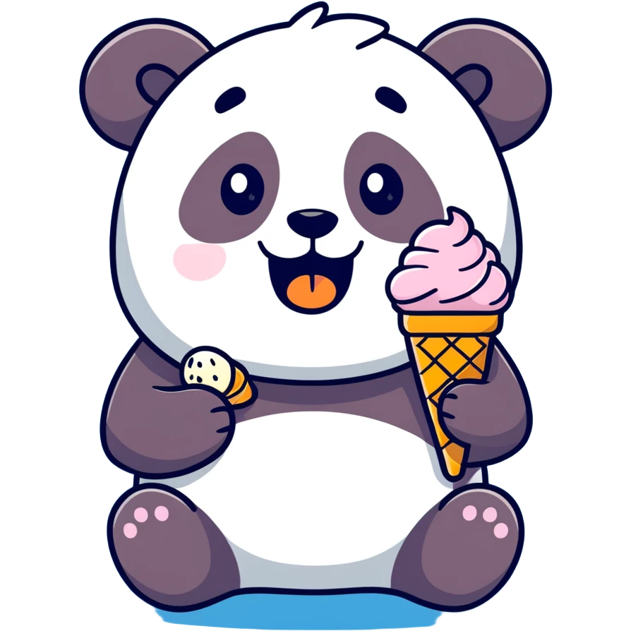 Panda eating ice cream emoji
