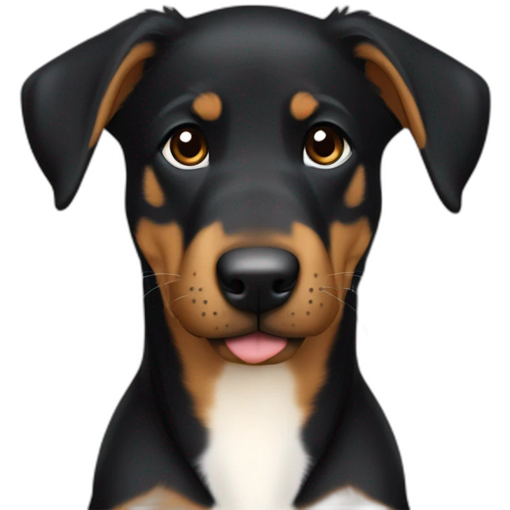 Medium Beauceron puppy with white chest and chin, brown paws and cheeks, black muzzle emoji