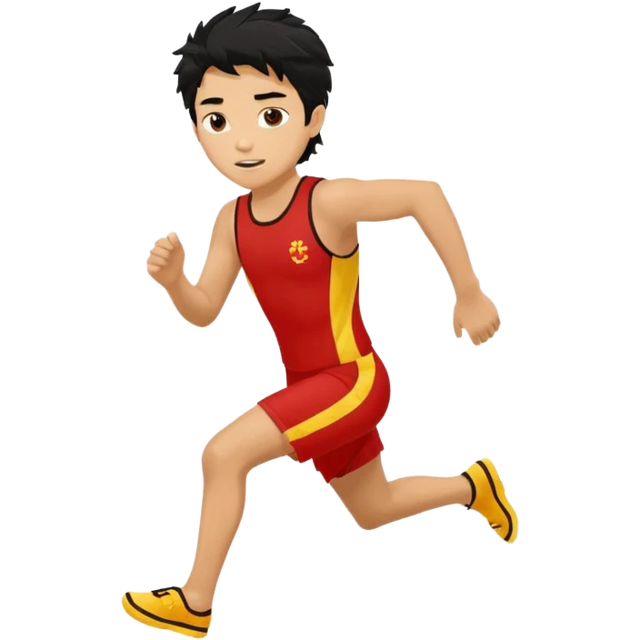 Lifeguard Teenager with Black messy hair running to save lives emoji