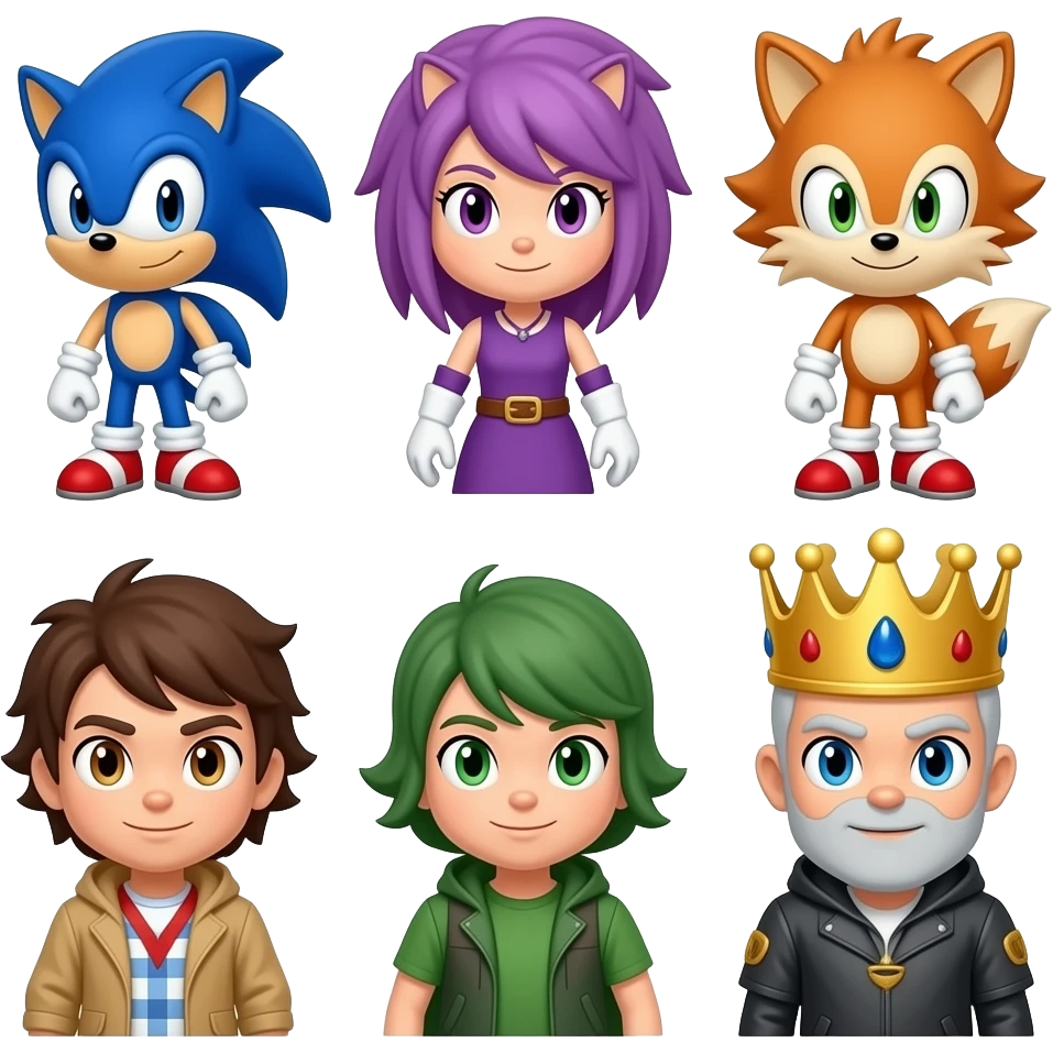 Sonic & Knuckles & Tails & Eda & Clawthorne & Luz & King emoji