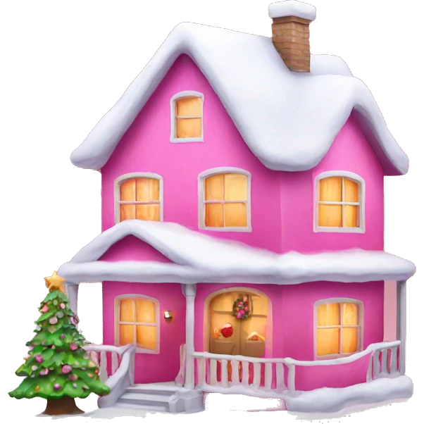 Pink christmass house emoji