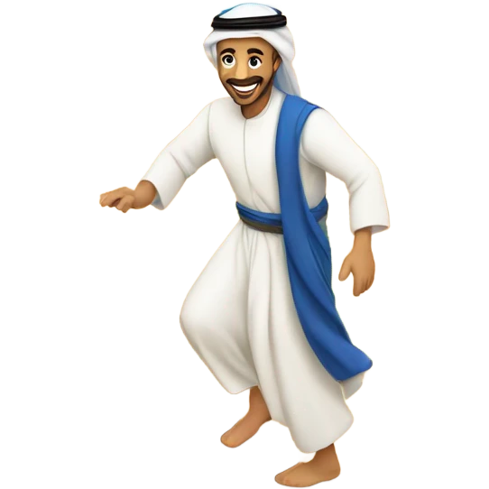 Arab man sliding down the sand dunes on a carpet emoji