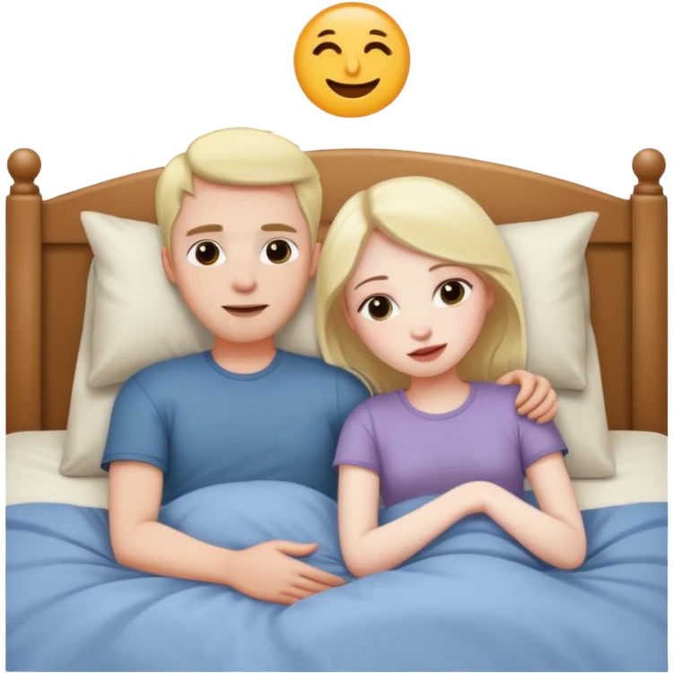 Yatakta yatan çıplak kız ve erkek emoji