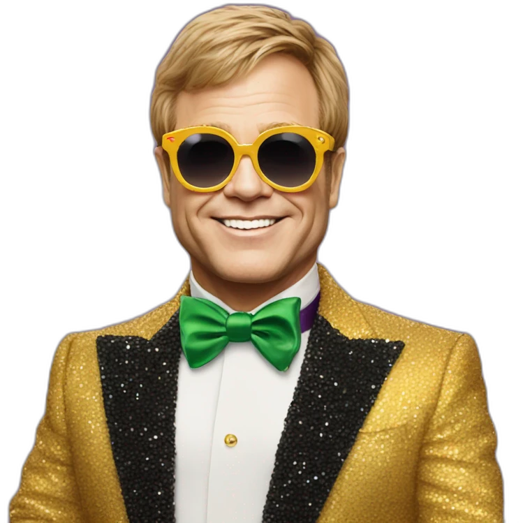elton john in oversized sunglasses for mardi gras emoji