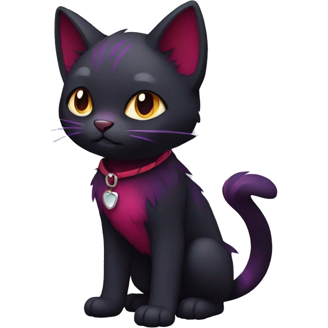 Cute cool dark black red purple cat Fakemon full body emoji