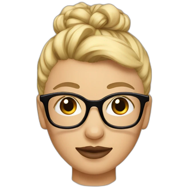 blonde top knot with glasses emoji