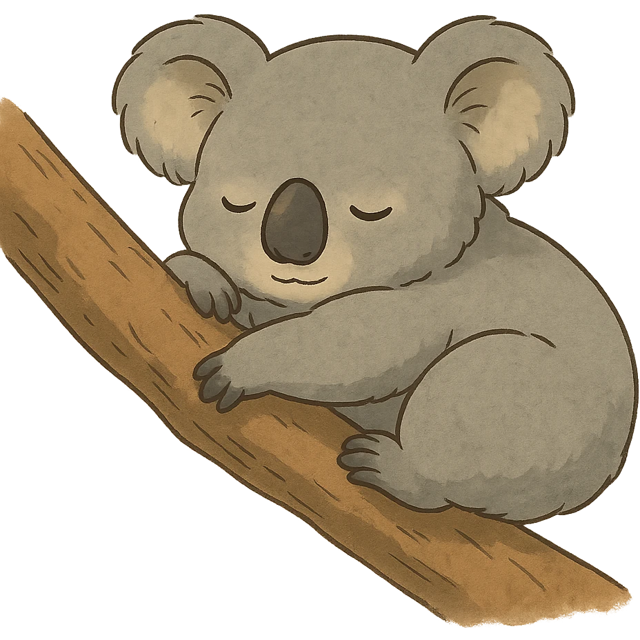 sleeping koala, peaceful and cozy in ghibli style emoji