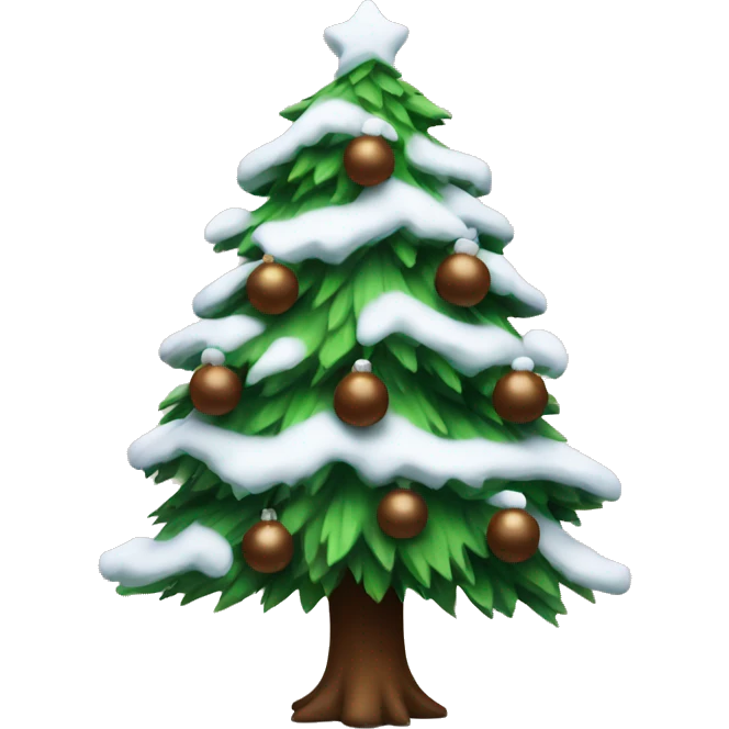 Christmas tree with snow with brown balls on it  emoji