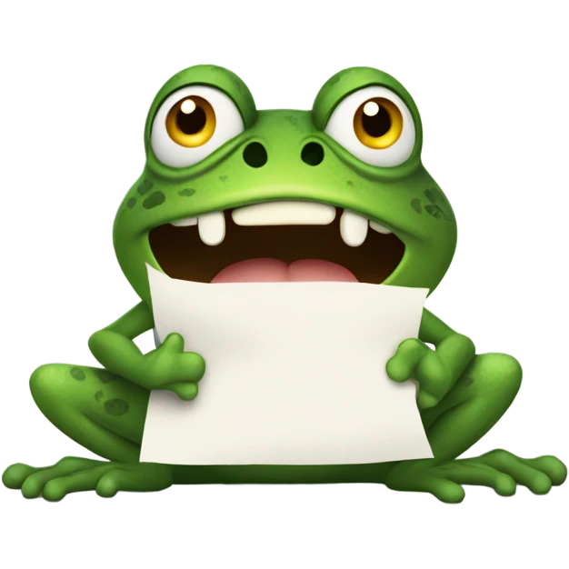Angry frog holding paper emoji