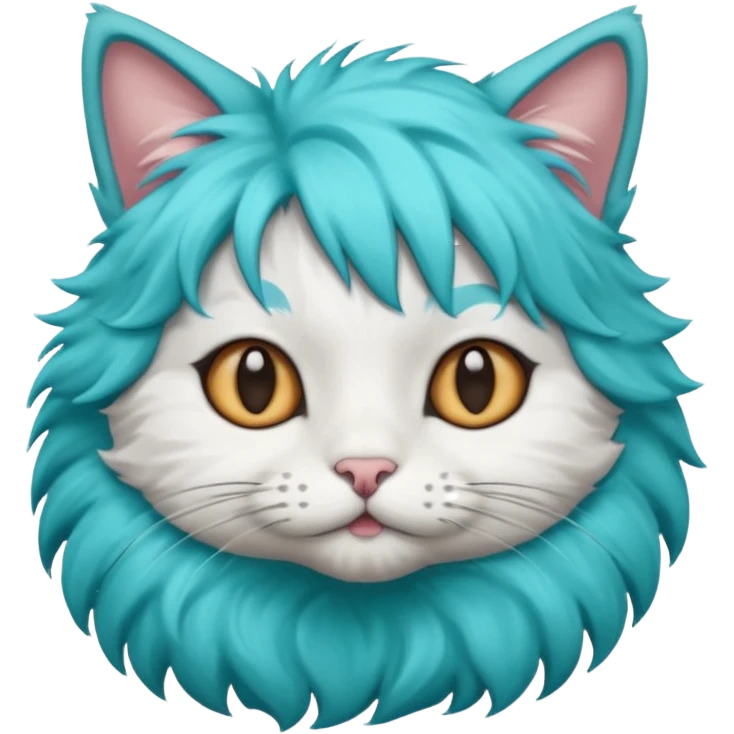 cat with turcoise hair emoji