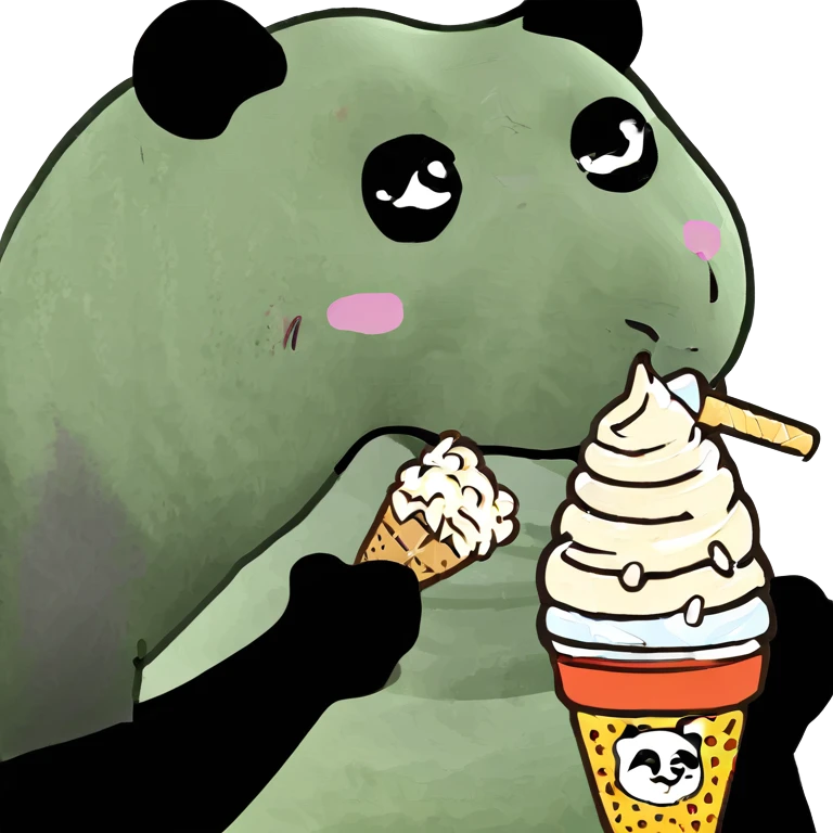 Panda eating ice cream emoji