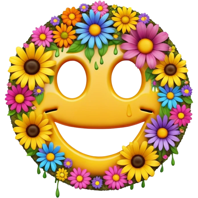 smiley melted garden flowers  emoji