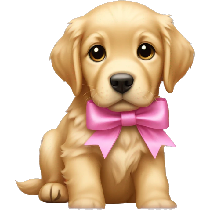 golden retriever puppy with a pink bow  emoji