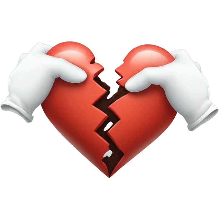 hands with white gloves breaking a heart in half  emoji
