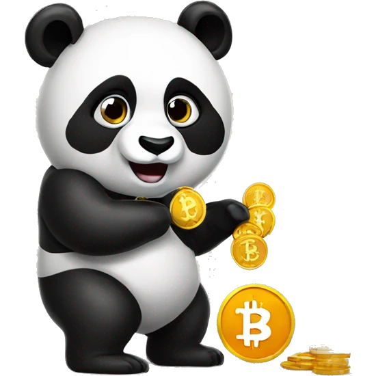 a panda buying bitcoin emoji