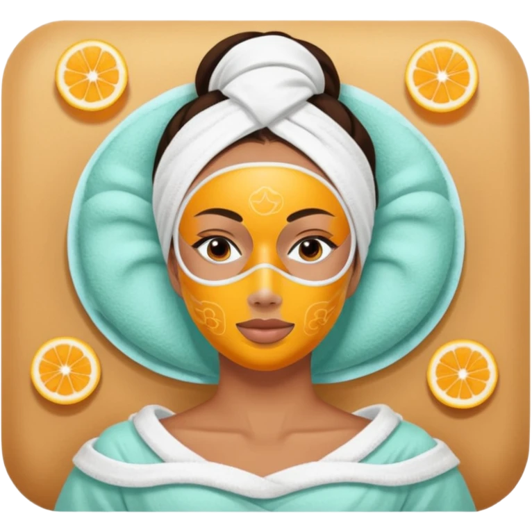Lady with face mask spa beauty full face relaxing emoji
