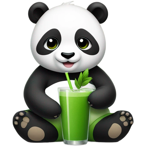 Panda drinking green juice and meditating with close eyes  emoji