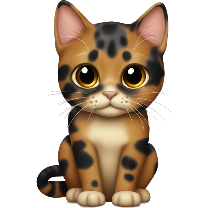 Tortoiseshell cat with half black face ￼ emoji