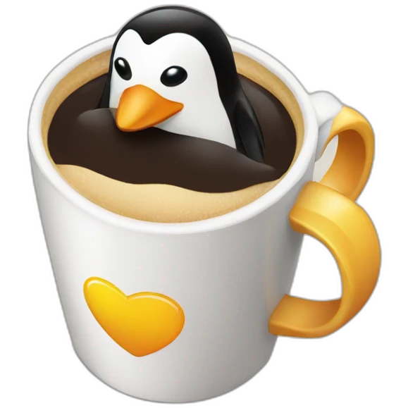 Penguin coffee emoji