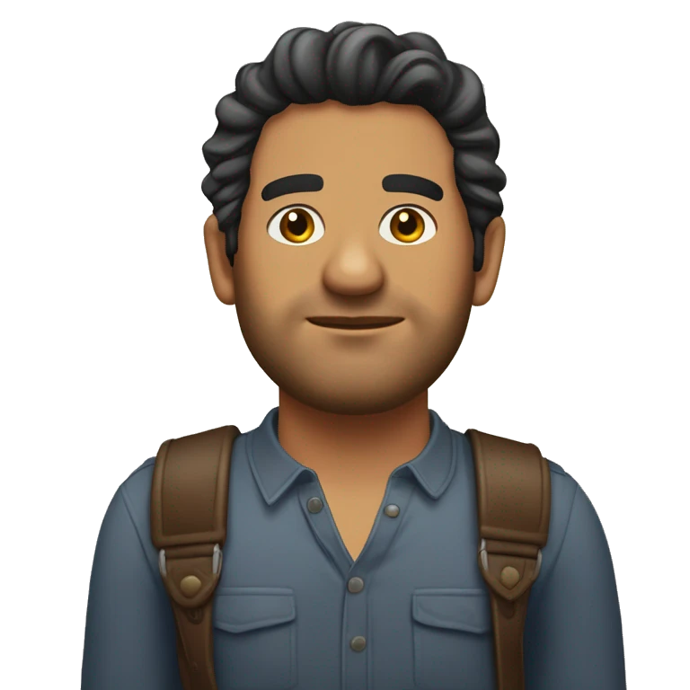 hombre moreno de poco pelo, gordito , aspecto colombiano, sin barba emoji