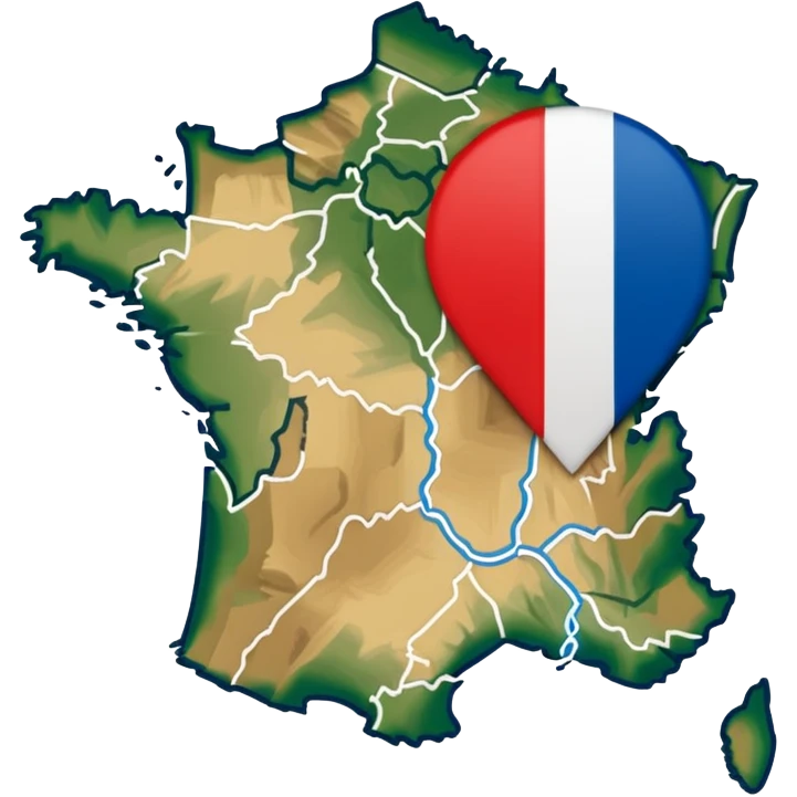 map of france with a red lign joining lille and brest emoji