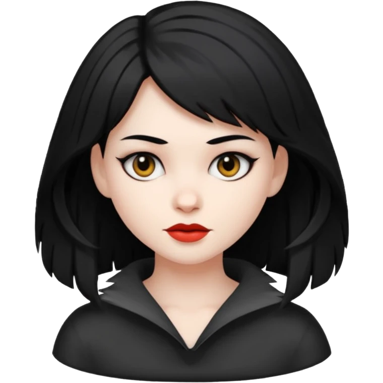 woman with black wolfcut hair emoji