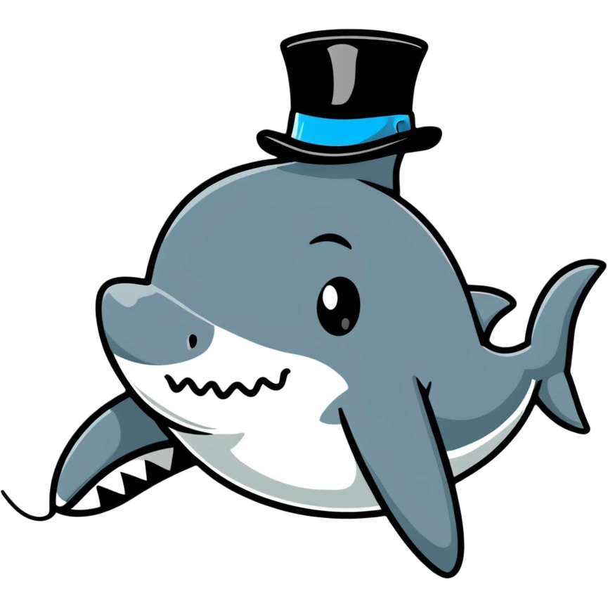 Shark with a top hat emoji