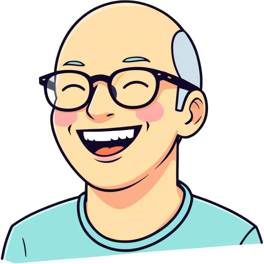 Hombre con gafas riéndose emoji