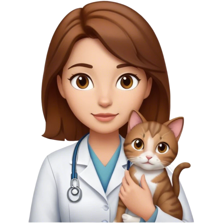 disney female vetranarian with brown hair and brown eyes holding a cat emoji
