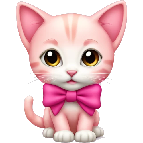 Roze kitten met strik  emoji