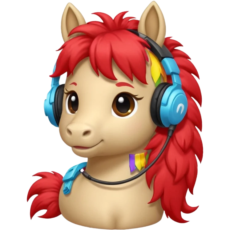 red pony streamer with gaming head set emoji