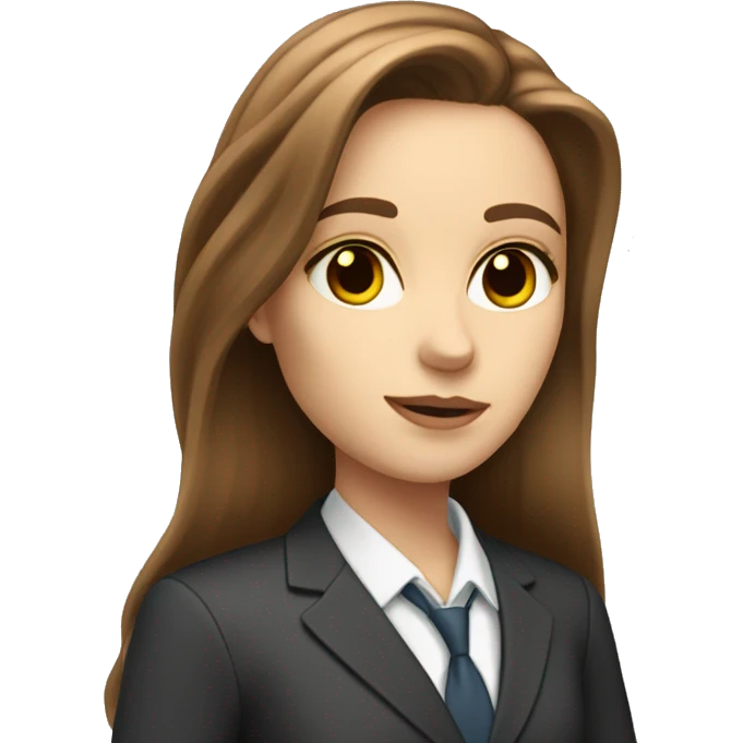white-girl-with-long-brown-hair with notepad in suit emoji