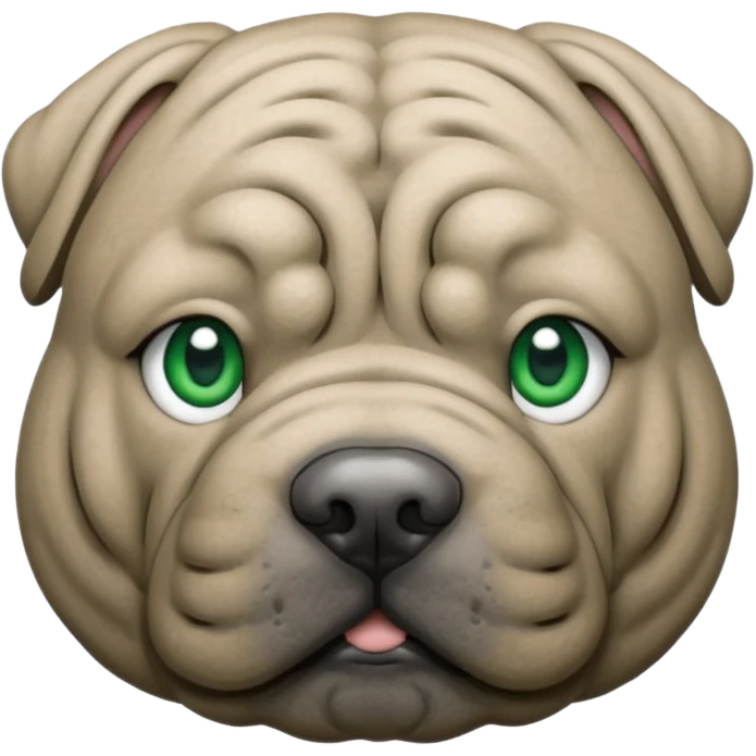 Grey shar pei with green eyes emoji