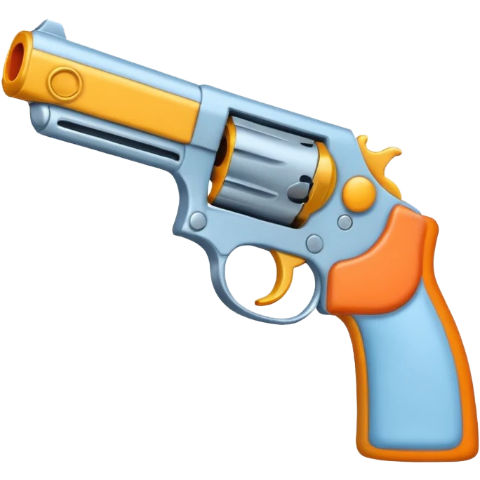 stylized emoji of a gun pointed at a cartoon head, no violence, no blood, neutral expression emoji