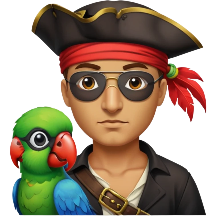 pirate with eye patch and parrot emoji