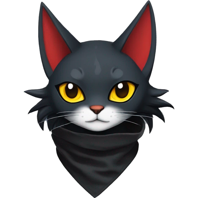 Edgy Shy Anthro Samurai cool pretty dark Litten-Pokémon-cat-fursona-animal techwear bandana emoji