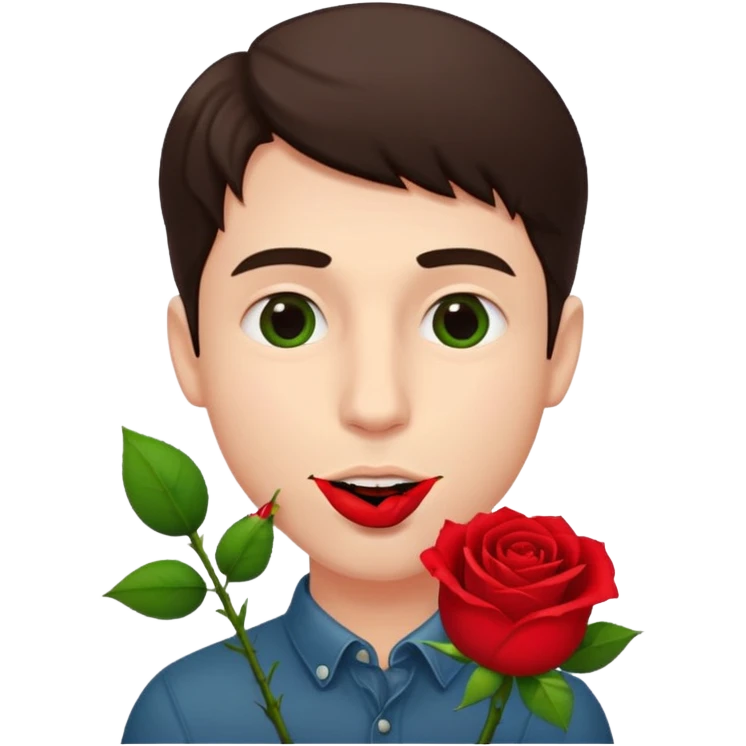 Create emoji but must be men that holding Rosein his mouth emoji