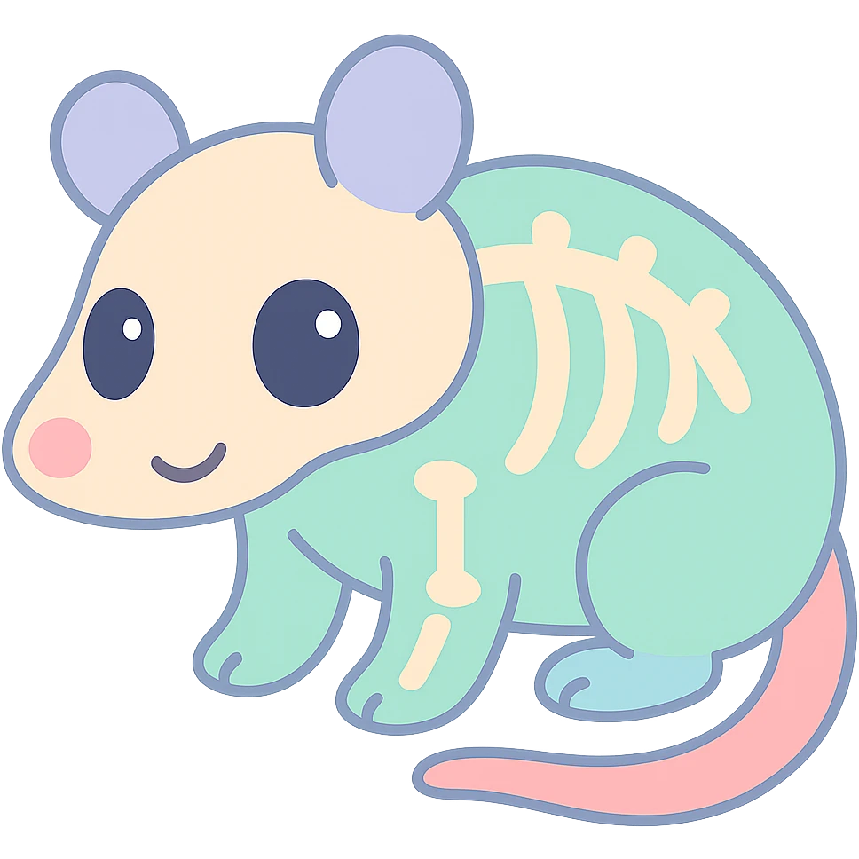 cute cartoon skeleton possum emoji